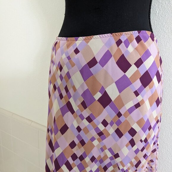 Express Purple Geometric Print Midi Slip Skirt - Size M - Picture 3 of 6